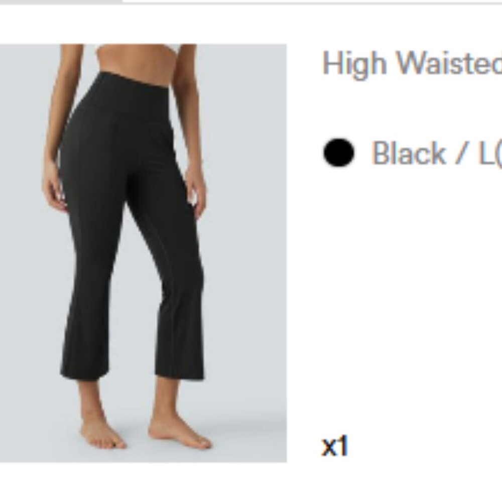 Halara High Waisted Side Pocket Split Capri Yoga Slight Flare Leggings